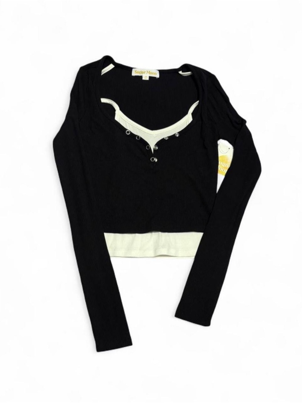 Sugar Moon Black and white long sleeve XS top
